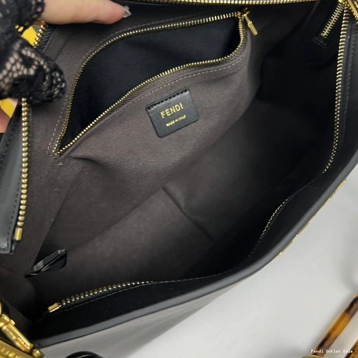 Cheap Black O'Lock Bag Leather Zip Calf Shoulder In Fendi 0728